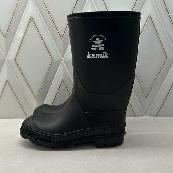 Kamik Matte Black Rain Boots Boys Girls Kids US Size 13 Waterproof Lined - Picture 2 of 5